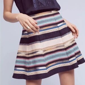 Anthropologie Chloe Oliver Multicolor Striped Skater Skirt